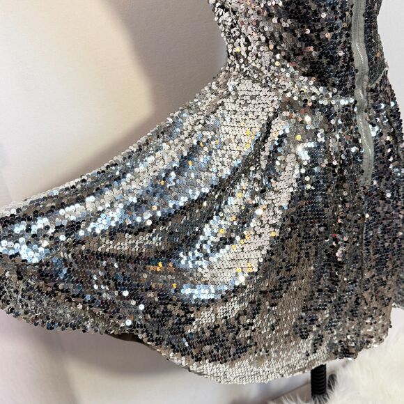 Delia's | Silver Sequin Skater Dress | Sz 7 | Junior - Picture 2 of 11
